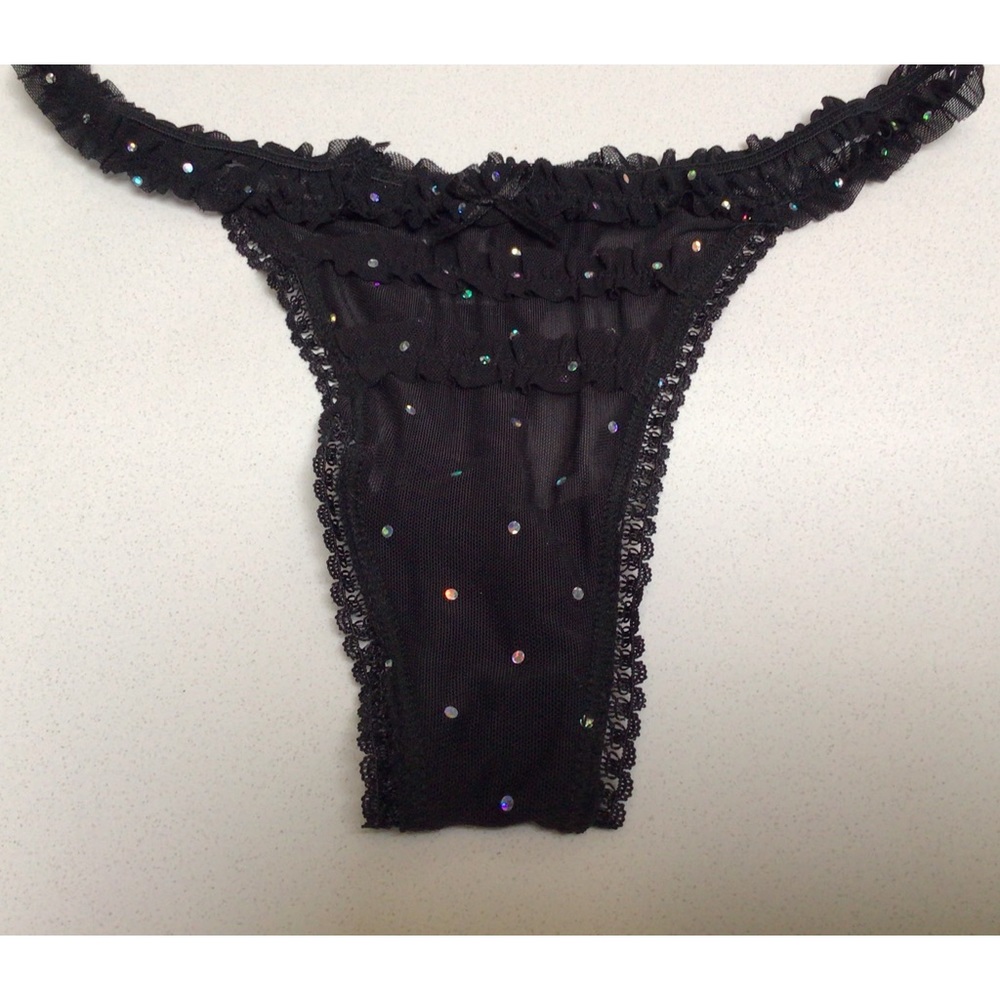 Next Generation Intimates Black Rhinestone Thong